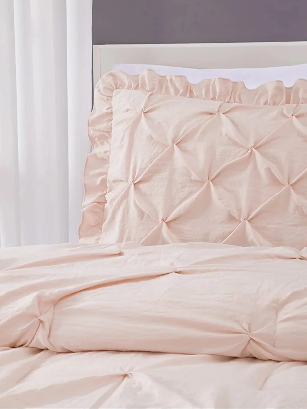 Plush Pin-Tucked Peach king 3 piece Bedspread Set